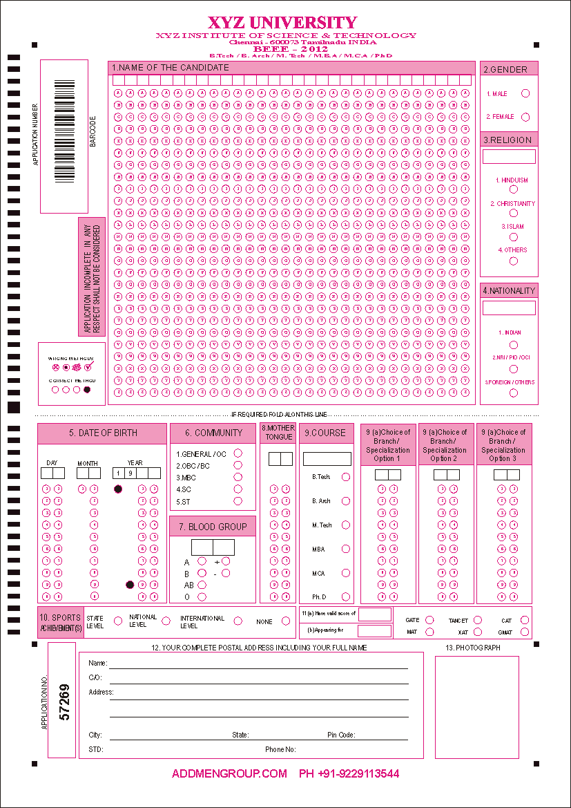 Design of Barcode OMR Sheets
