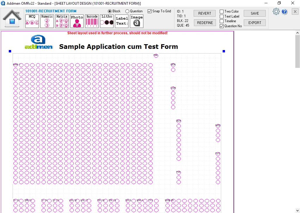 OMR Sheet Design